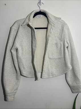 TIC TOC Cream Heather Sherpa-Lined Cropped Jacket